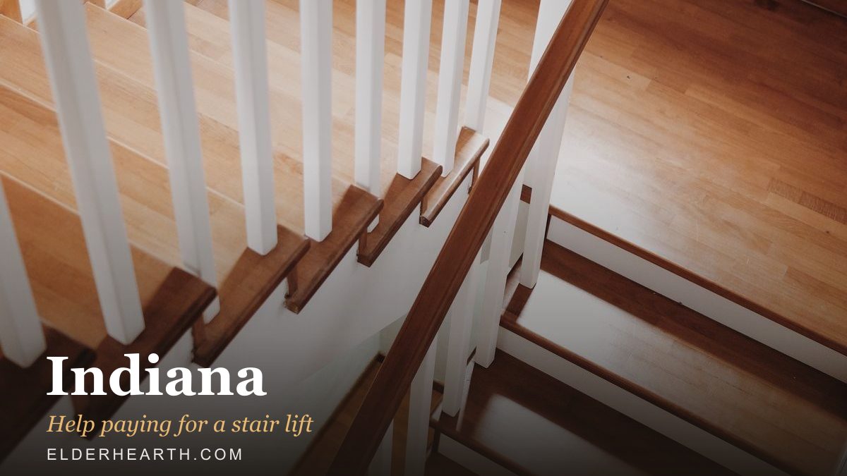 A home staircase in Indiana, the kind a stair lift is fitted to