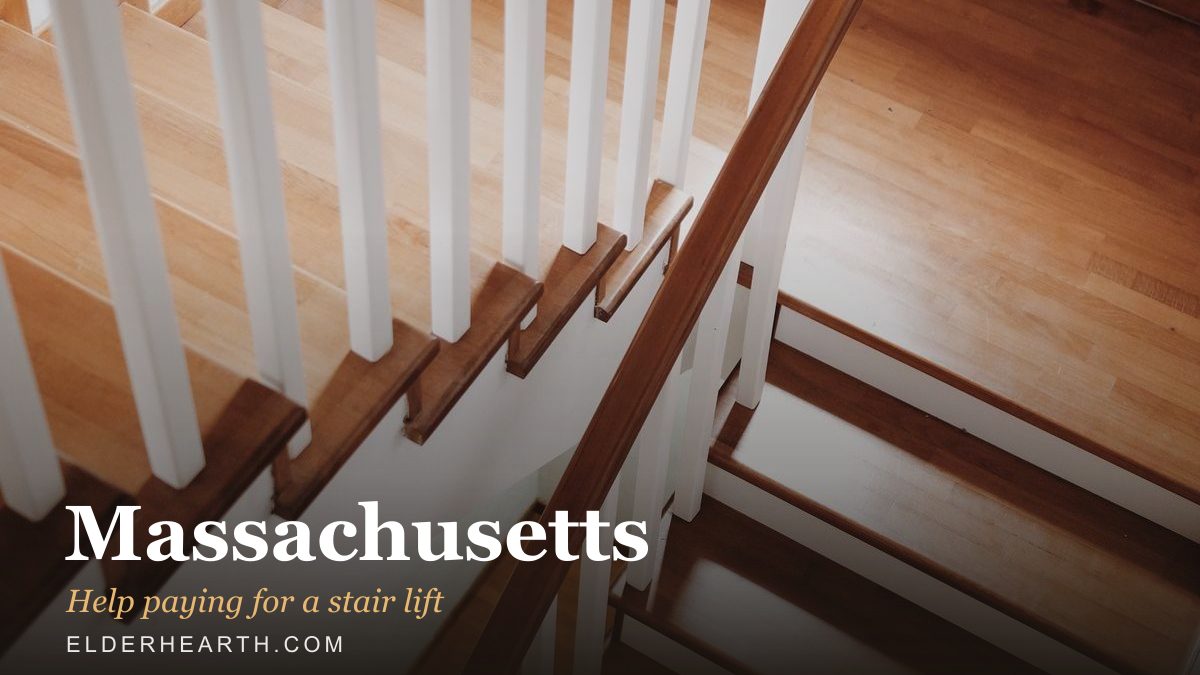 A home staircase in Massachusetts, the kind a stair lift is fitted to