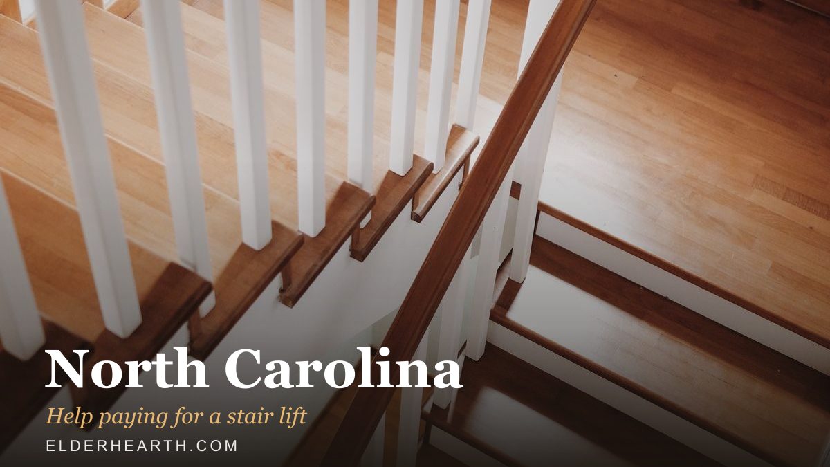 A home staircase in North Carolina, the kind a stair lift is fitted to