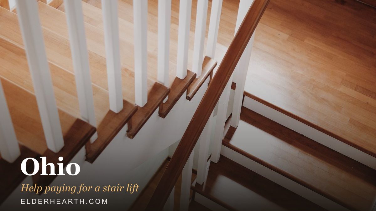 A home staircase in Ohio, the kind a stair lift is fitted to